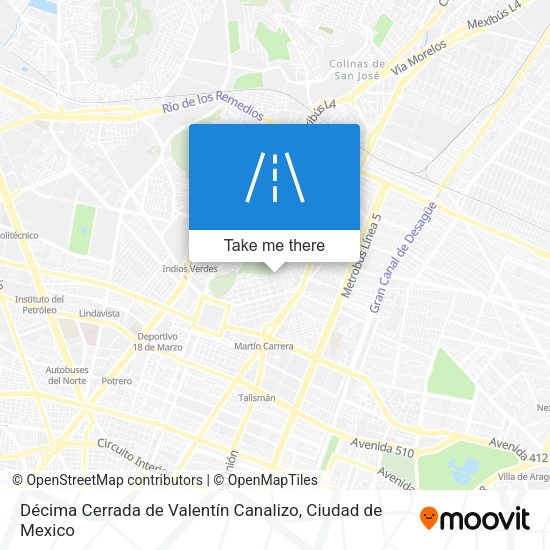 Décima Cerrada de Valentín Canalizo map