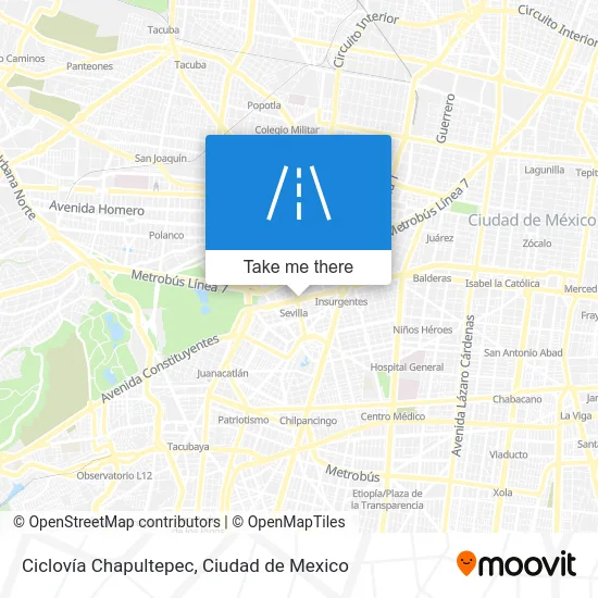 Ciclovía Chapultepec map