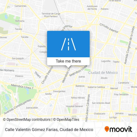 Mapa de Calle Valentín Gómez Farías