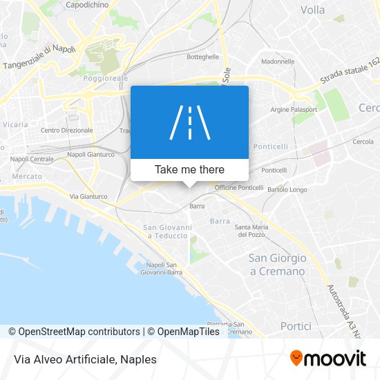 Via Alveo Artificiale map
