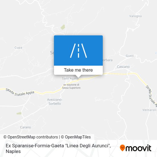 Ex Sparanise-Formia-Gaeta "Linea Degli Aurunci" map