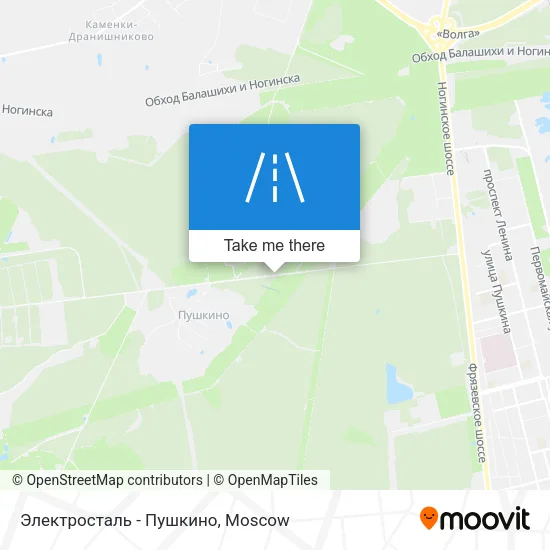 Электросталь - Пушкино map