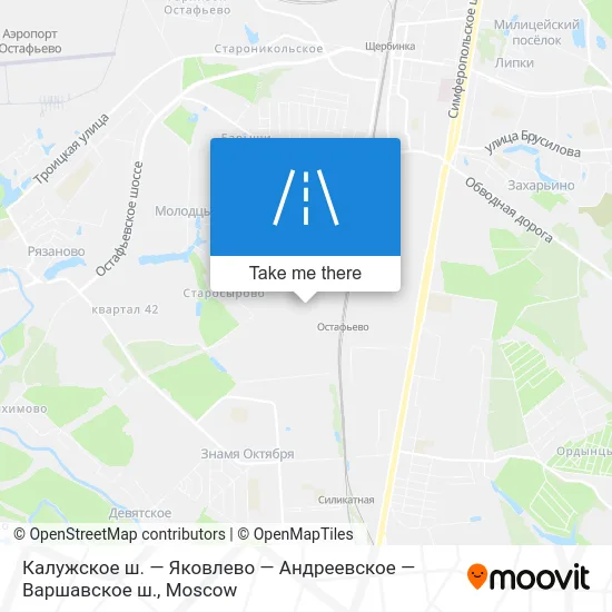 Калужское ш. — Яковлево — Андреевское — Варшавское ш. map