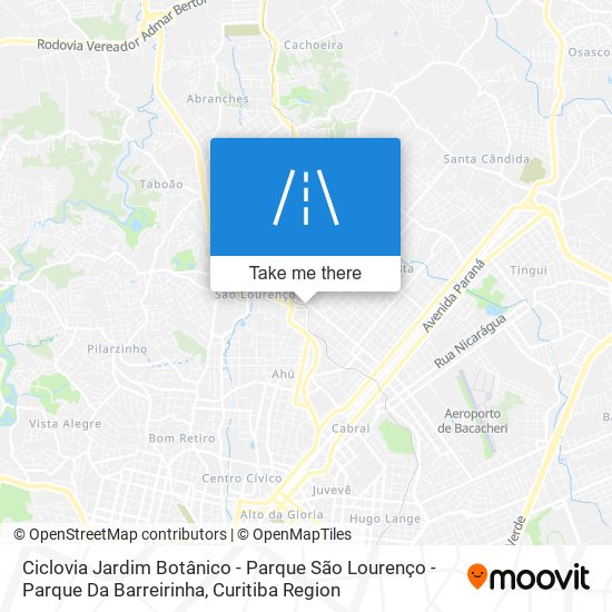 Ciclovia Jardim Botânico - Parque São Lourenço - Parque Da Barreirinha map