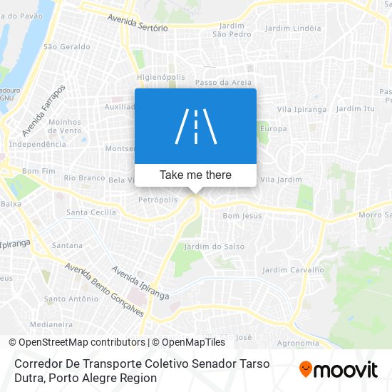 Mapa Corredor De Transporte Coletivo Senador Tarso Dutra