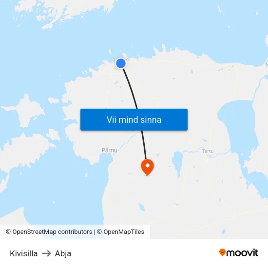 Kivisilla to Abja map