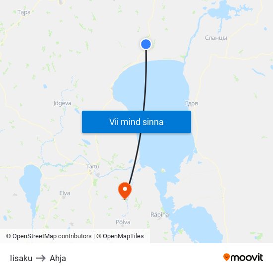Iisaku to Ahja map