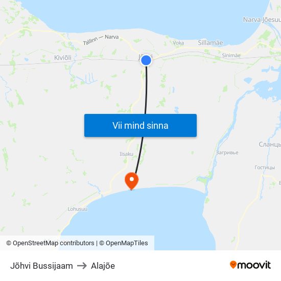 Jõhvi Bussijaam to Alajõe map