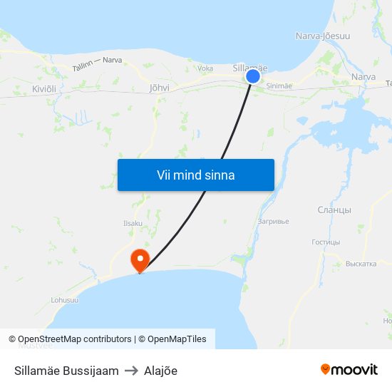 Sillamäe Bussijaam to Alajõe map