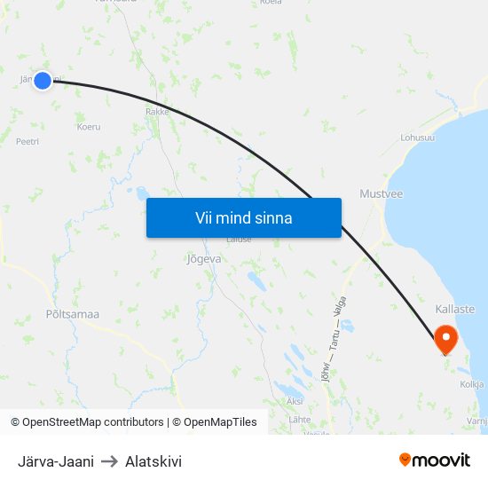 Järva-Jaani to Alatskivi map