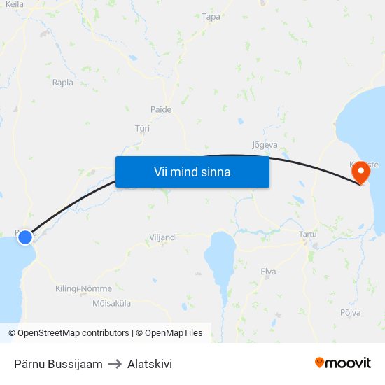 Pärnu Bussijaam to Alatskivi map