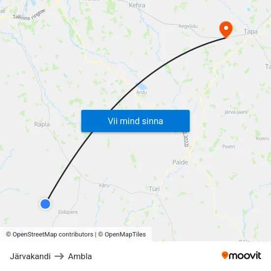 Järvakandi to Ambla map