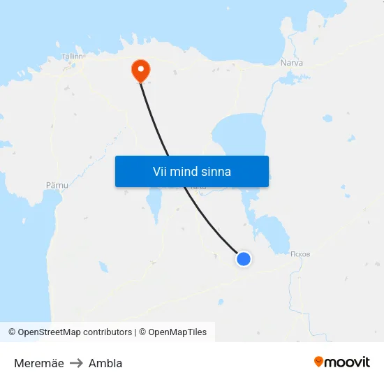 Meremäe to Ambla map