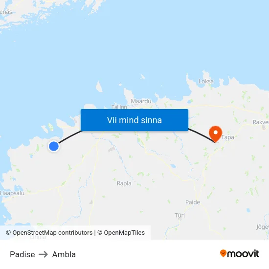 Padise to Ambla map