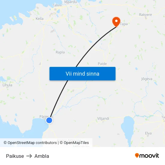 Paikuse to Ambla map