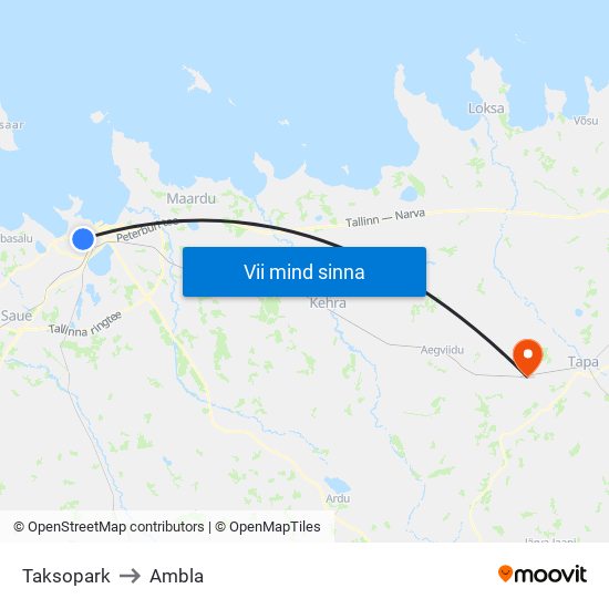 Taksopark to Ambla map