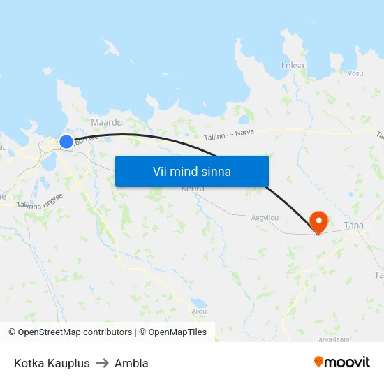 Kotka Kauplus to Ambla map