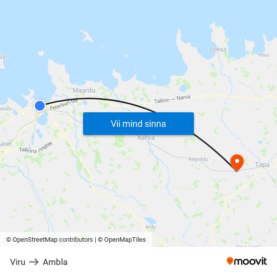 Viru to Ambla map
