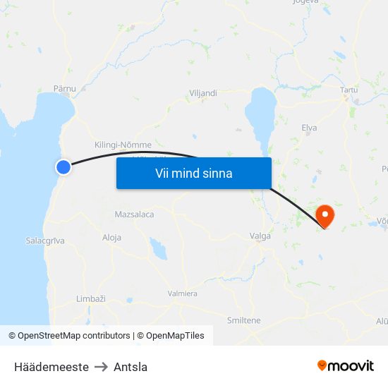 Häädemeeste to Antsla map