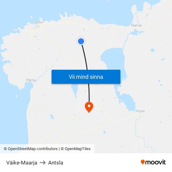 Väike-Maarja to Antsla map