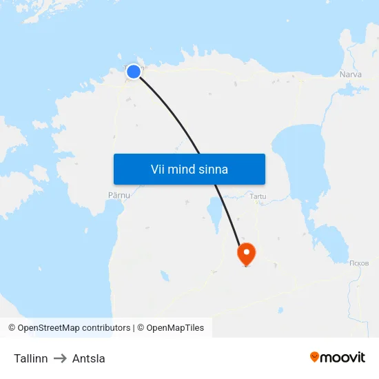 Tallinn to Antsla map