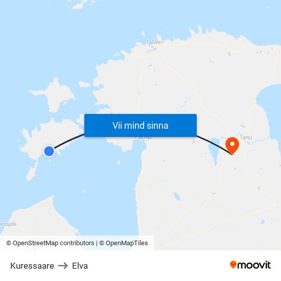 Kuressaare to Elva map