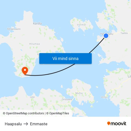 Haapsalu to Emmaste map