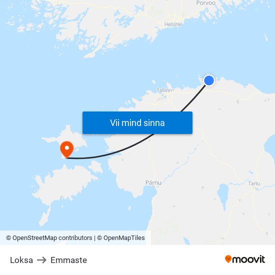 Loksa to Emmaste map