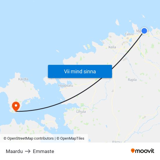 Maardu to Emmaste map