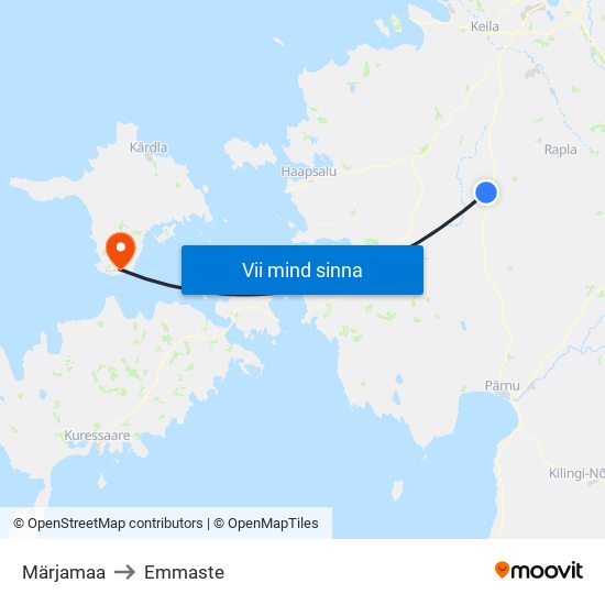 Märjamaa to Emmaste map
