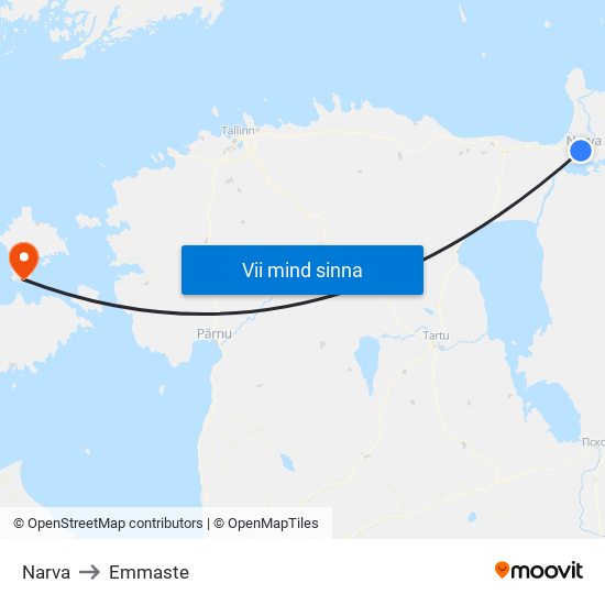 Narva to Emmaste map