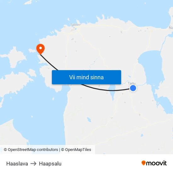 Haaslava to Haapsalu map