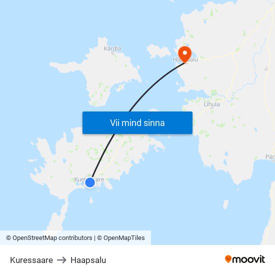 Kuressaare to Haapsalu map