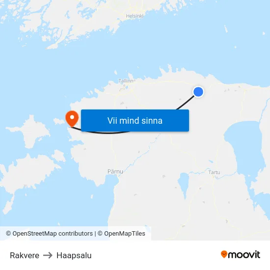 Rakvere to Haapsalu map