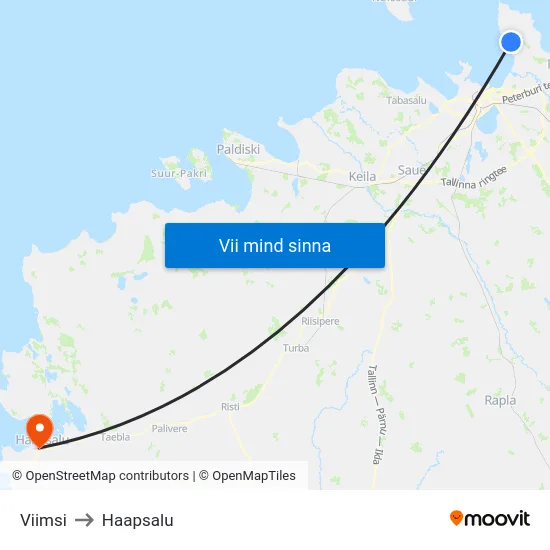 Viimsi to Haapsalu map