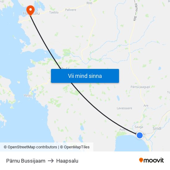 Pärnu Bussijaam to Haapsalu map