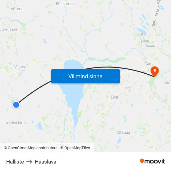 Halliste to Haaslava map