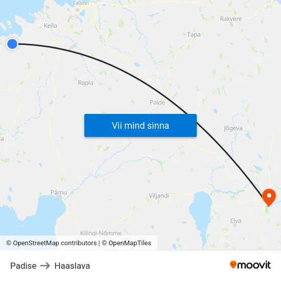 Padise to Haaslava map