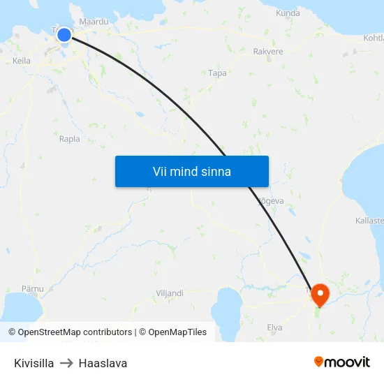 Kivisilla to Haaslava map