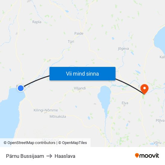 Pärnu Bussijaam to Haaslava map