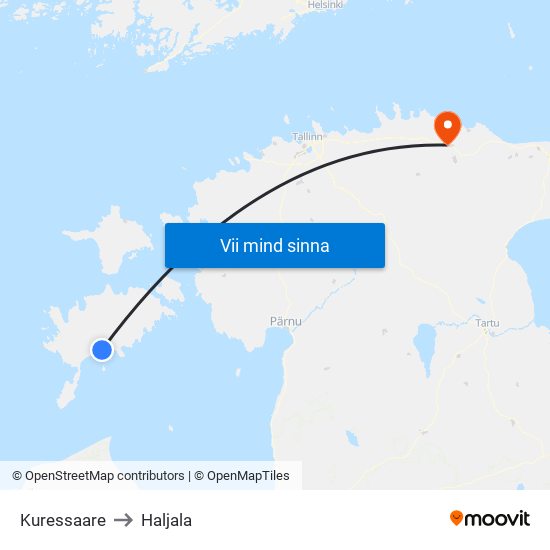 Kuressaare to Haljala map