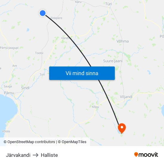 Järvakandi to Halliste map