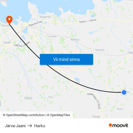 Järva-Jaani to Harku map