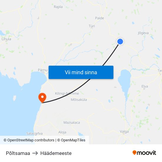 Põltsamaa to Häädemeeste map