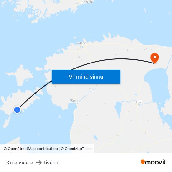 Kuressaare to Iisaku map