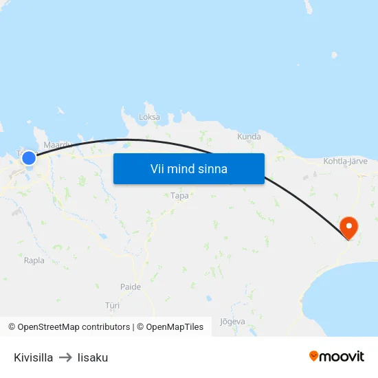 Kivisilla to Iisaku map