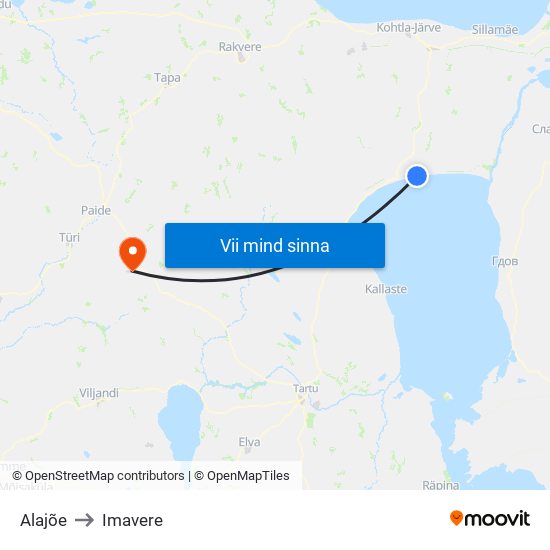 Alajõe to Imavere map