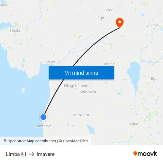 LimbaI to Imavere map
