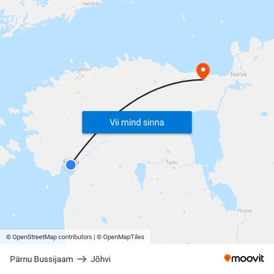 Pärnu Bussijaam to Jõhvi map
