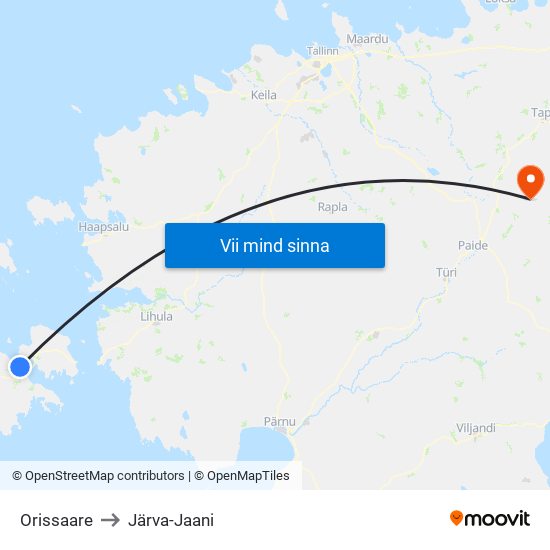 Orissaare to Järva-Jaani map